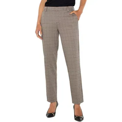 Liverpool Plaid Tapered Pants In Peppercorn Plaid