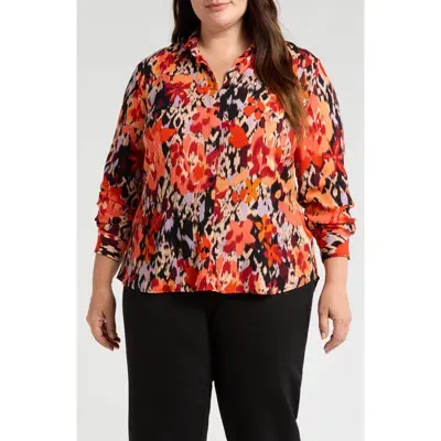 Liverpool Print Button-up Shirt In Burnt Orange Floral