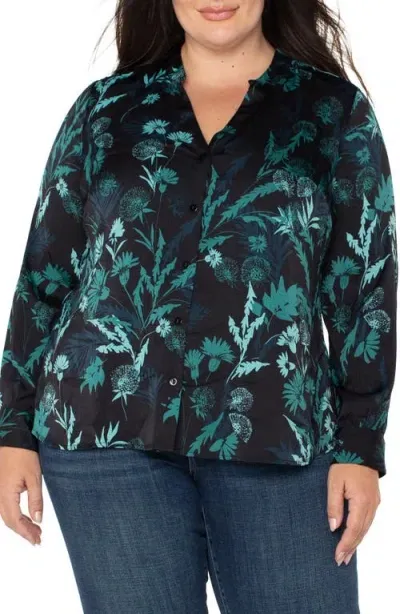 Liverpool Print Button-up Shirt In Malachite Foliage