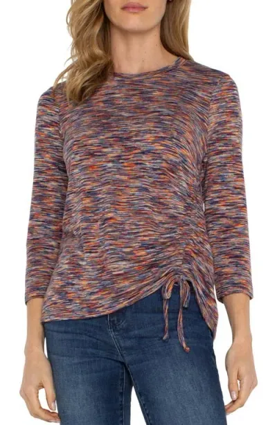 Liverpool Ruched Space Dye Top In Carnelian Multi