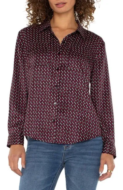 Liverpool Satin Button-up Shirt In Star Ruby Dot