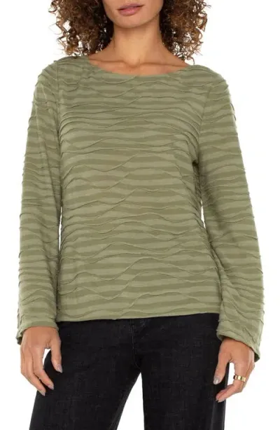 Liverpool Soutache Flare Sleeve Top In Spanish Olive