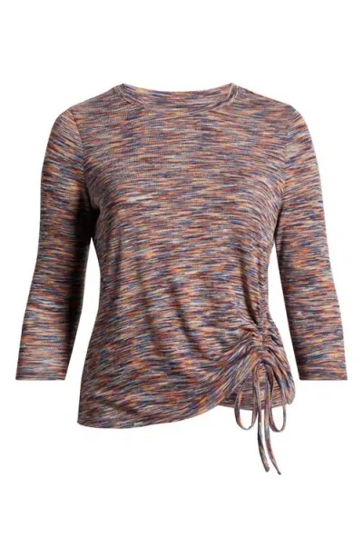 Liverpool Space Dye Three-quarter Sleeve Top In Carnelian Multi