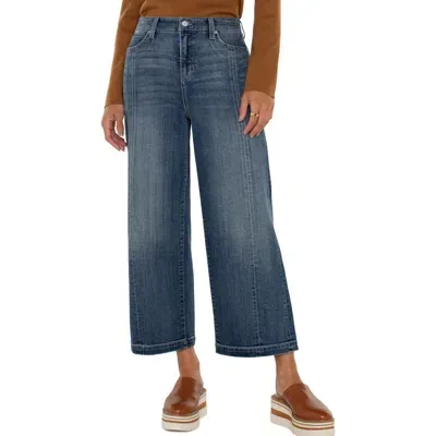 Liverpool Stride Seamed High Waist Crop Wide Leg Jeans In Jenny Lake