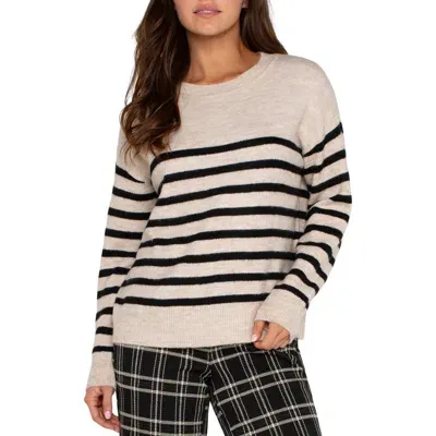 Liverpool Stripe Drop Shoulder Sweater In Oatmeal Heather Stripe