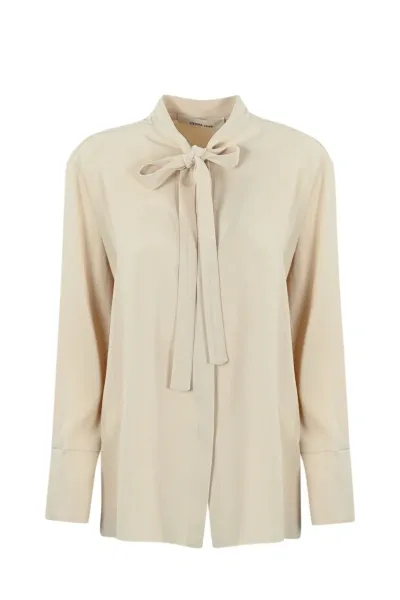 Liviana Conti Drap Shirt With Bow In White