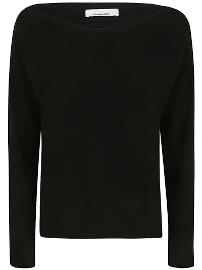 Liviana Conti Long Sleeves Asymmetric Sweater In Black