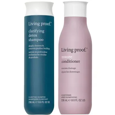 Living Proof Detox & Restore Hair Duo In White