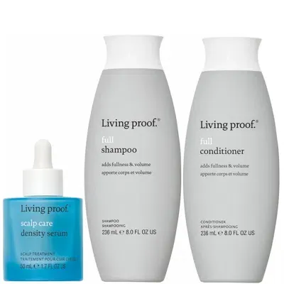 Living Proof Fuller & Thicker Hair Routine In White