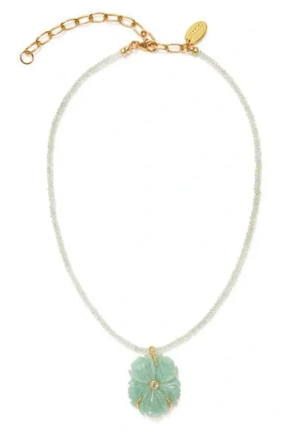 Lizzie Fortunato New Bloom Pendant Necklace In Aqua