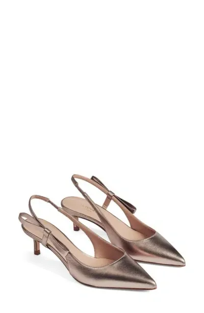 Lk Bennett Barette Slingback Pointed Toe Kitten Heel Pump In Bronze