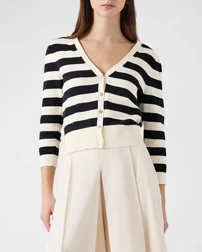 Lk Bennett Bells Striped Button-down Cardigan In Black Multi