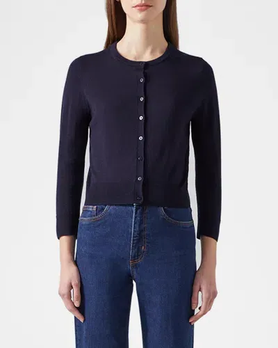 Lk Bennett Bonnie Button-down Wool Cardigan In Sloane Blue