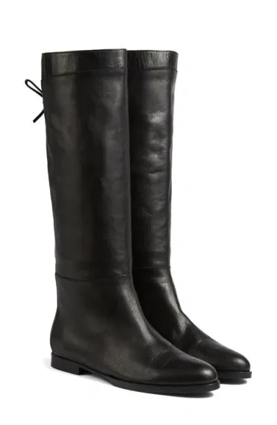 Lk Bennett Cassandra Tie-back Leather Knee-high Boots In Black