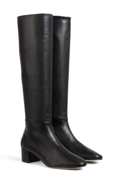 Lk Bennett Karen Heeled Leather Knee-high Boots In Bla-black