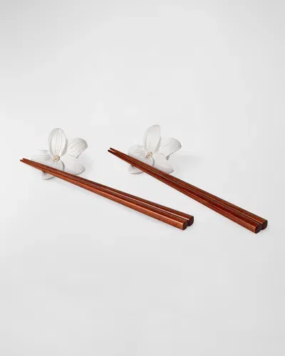 Lladrò Lilium Chopsticks Set In White