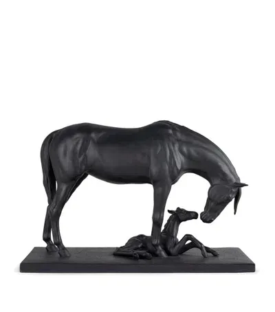 Lladrò Mare And Foal Figurine In Black