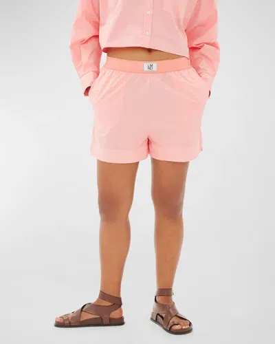 Lmnd The Chiara Classic Cotton Poplin Boxer Shorts In Light Coral