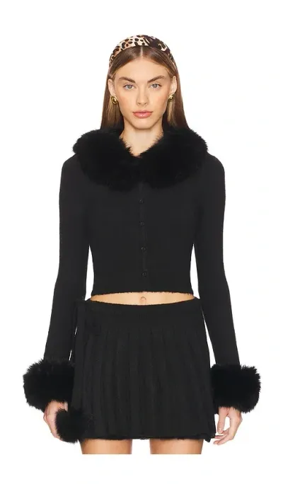 Loba Nili Faux Fur Sweater In Black