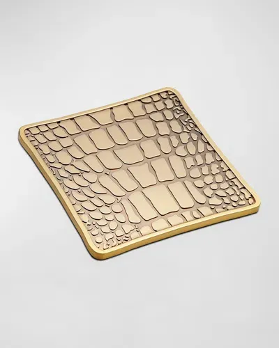 L'objet Crocodile Antiqued Brass Coasters, Set Of 4