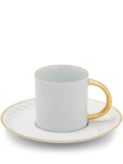 L'objet Neptune Espresso Cups And Saucer (set Of Six) In Weiss