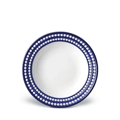 L'objet Perlee Bleu Rimmed Soup Plate In Blue/white