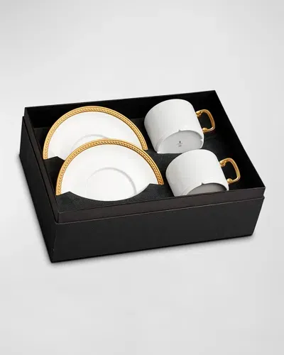 L'objet Soie Tressee 4-piece Teacup & Saucer Set In Gold