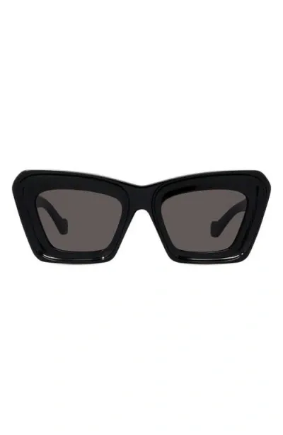 Loewe Anagram 52mm Cat Eye Sunglasses In Black