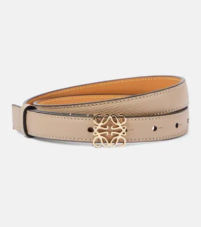 Loewe Anagram Leather Belt In Beige