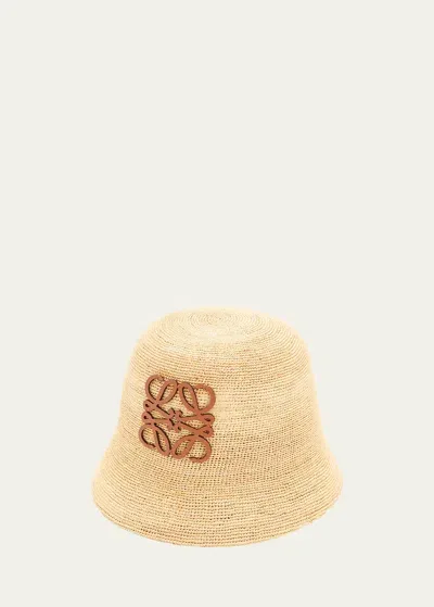 Loewe Anagram Raffia Bucket Hat In Natural