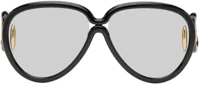 Loewe Black Pilot Mask Sunglasses In Shiny Black/smoke