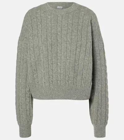 Loewe Cable-knit Wool Sweater In Grey