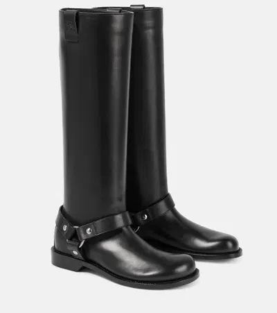 Loewe Campo Leather Biker Boots In Black