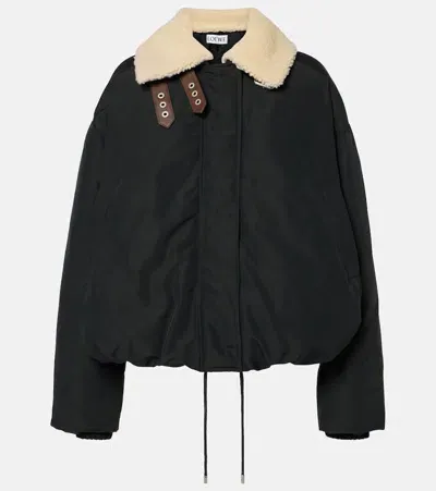 Loewe Convertible Shearling-trimmed Puffer Jacket In Black