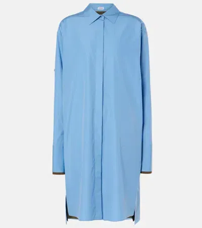 Loewe Cotton Poplin Shirt Dress In Blue