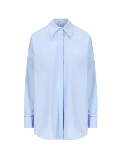 Loewe Curved Hem Buttoned Shirt In Blue