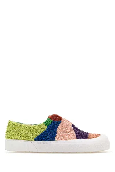 Loewe Embellished Fabric Terra Vulca Slip On In Multicolor