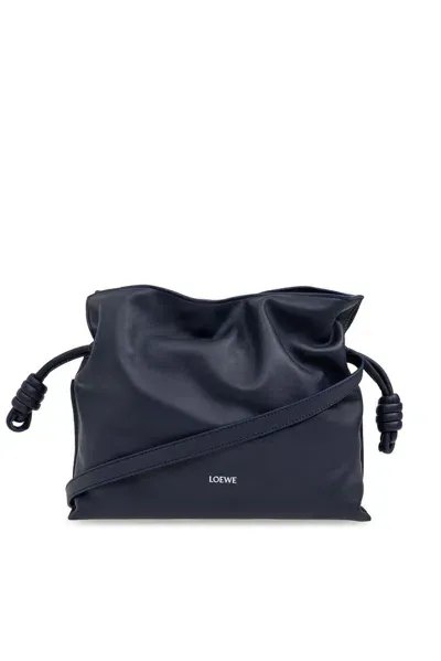 Loewe Flamenco Logo-embossed Knotted Leather Clutch Bag In Blue