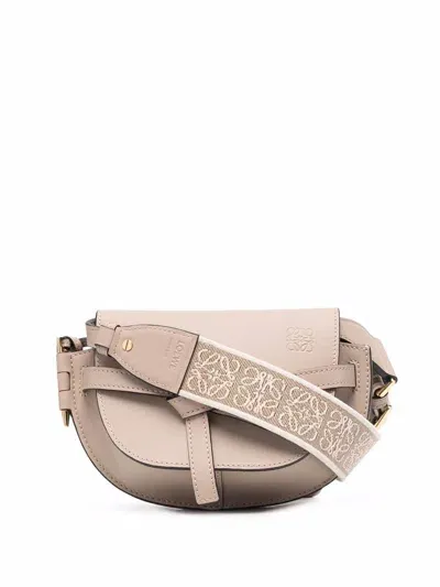 Loewe Gate Dual Mini Leather Crossbody Bag In Beige