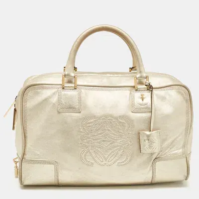 Pre-owned Loewe Gold Leather Amazona 36 Satchel