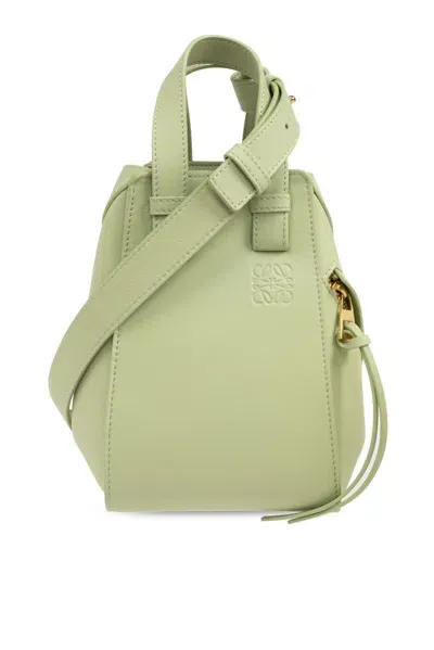 Loewe Hammock Logo Embossed Shoulder Bag In Green