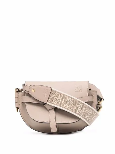 Loewe Mini Gate Dual Leather Crossbody Bag In Beige