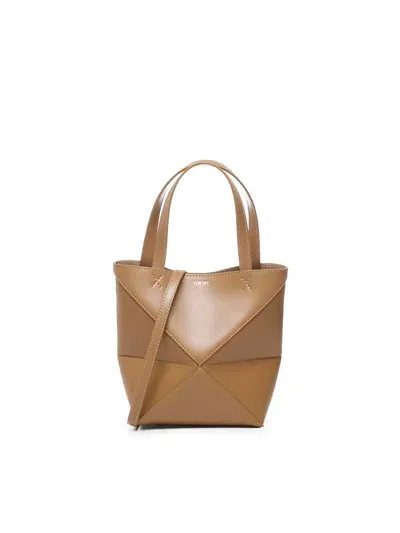 Loewe Mini Puzzle Fold Tote Bag In Neutrals