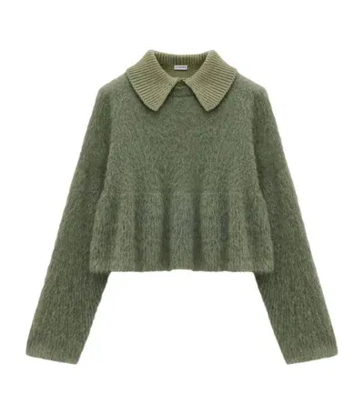 Loewe Mohair-blend Polo Sweater In Green