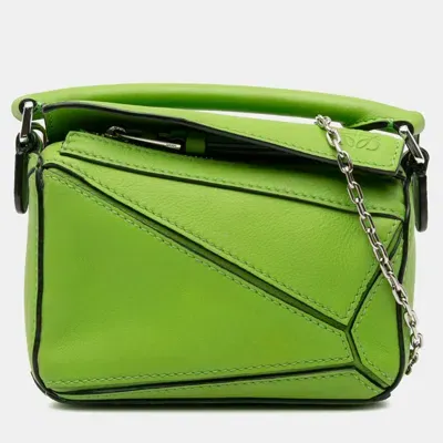 Pre-owned Loewe Nano Puzzle Bag In Green