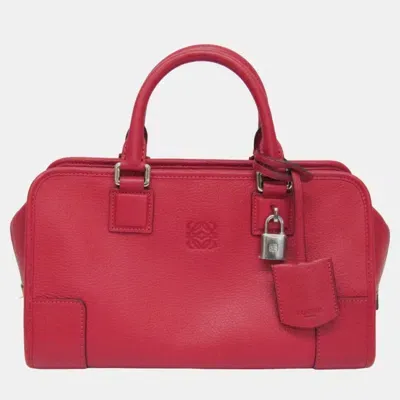 Pre-owned Loewe Pink Red Leather Amazona 28 Satchel