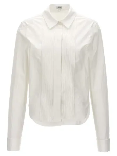 Loewe Pleated Poplin Shirt In White