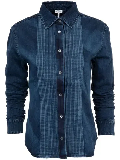 Loewe Pleated Shirt In Blue