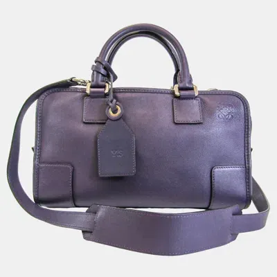 Pre-owned Loewe Purple Leather Amazona 28 Satchel