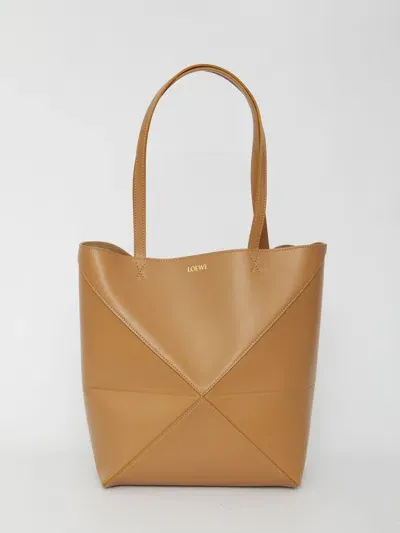 Loewe Puzzle Fold Tote Bag In Brown